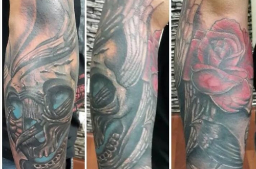 skull and rose tattoo